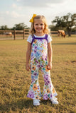 Chic floral & purple one piece girls boutique jumpsuit with waist tie XCH0999-24H (A1S4)