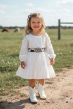 Western raised floral embroidery girls swirl boutique dress XCH0020-7H (A2S9)