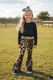 Western black top leopard bell bottom pant girls boutique set BQ2416 (A5S2)
