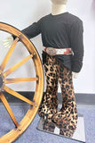 Western black top leopard bell bottom pant girls boutique set BQ2416 (A5S2)