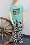 Back to school aqua pencils top & cow bell bottom girls boutique sets DLH2508 (A8S1)/BOX FRONT