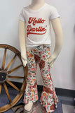 Western "HELLO DARLIN" bulls & floral print girls boutique set XCH0333-20H (A4S9)