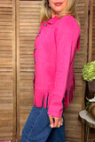Western suede pink fringe long sleeve women's boutique coat Southern Stitch XCH17157