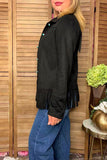 Western suede black fringe long sleeve women's boutique coat Southern Stitch XCH17156