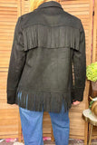 Western suede black fringe long sleeve women's boutique coat Southern Stitch XCH17156