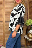 Western black & cow print 3/4 bell sleeves women's boutique top Southern Stitch GJQ17516 ES3