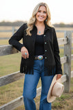 Western suede black fringe long sleeve women's boutique coat Southern Stitch XCH17156