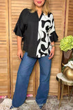 Western black & cow print 3/4 bell sleeves women's boutique top Southern Stitch GJQ17516 ES3