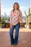 Western bows & floral sheer long sleeve women's boutique top Southern Stitch XCH17593