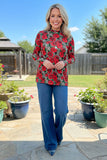 Western leopard & floral sheer women's boutique top Southern Stitch XCH17109