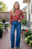Western leopard & floral sheer women's boutique top Southern Stitch XCH17109
