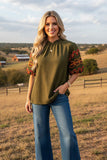 Southwestern geometric embroidery olive green women's boutique top Southern Stitch XCH16787