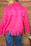 Western suede pink fringe long sleeve women's boutique coat Southern Stitch XCH17157