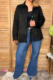 Western suede black fringe long sleeve women's boutique coat Southern Stitch XCH17156
