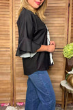 Western black & cow print 3/4 bell sleeves women's boutique top Southern Stitch GJQ17516 ES3