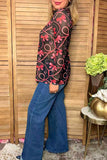 Western bow & horseshoes sheer long sleeve women's boutique top Southern Stitch XCH17162
