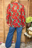 Western leopard & floral sheer women's boutique top Southern Stitch XCH17109
