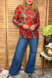 Western leopard & floral sheer women's boutique top Southern Stitch XCH17109
