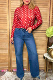 Western polka dots red sheer women's boutique top Southern Stitch XCH17447