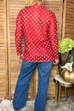 Western polka dots red sheer women's boutique top Southern Stitch XCH17447