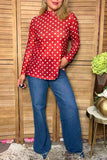 Western polka dots red sheer women's boutique top Southern Stitch XCH17447