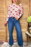 Western bows & floral sheer long sleeve women's boutique top Southern Stitch XCH17593