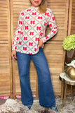 Western bows & floral sheer long sleeve women's boutique top Southern Stitch XCH17593