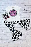 Western COW GIRL & daisies white top & pant girl's boutique set XCH0777-33H 6S7