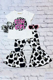 Western COW GIRL & daisies white top & pant girl's boutique set XCH0777-33H 6S7