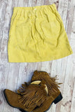 Clearance- Yellow corduroy girls skirt w/pockets and buttons 230150M