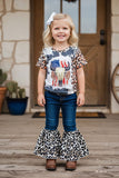Western leopard 4th of July girls boutique t-shirt DLH1108-12 A9S7