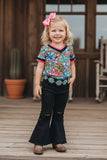 Western leopard patchwork western printed girls boutique top DLH1215-26 A16S4