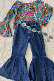 206035M Blue distressed blue denim girls jeans