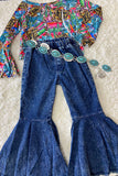 206035M Blue distressed blue denim girls jeans