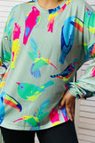 Birds printed long sleeve women top YMY14746 (ES1)