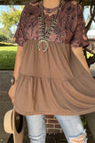 Women's clothing suppliers online floral printed & tan baby doll women blouse GJQ15652