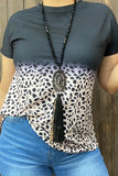 Black&leopard printed short sleeves women tops XCH14957 IS2