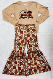 Halloween "MEET ME AT THE PUMPKIN PATCH" tan 2pc girls boutique set DLH2620