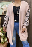 MY15300 Light pink knitted long sleeve/tighten cuff leopard printed wholesale women Sweater/cardigan