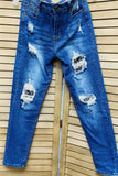 Western silver sequin for hole tighten women's boutique jeans S001