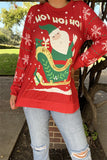 BQ15771 "HO!HO!HO!&Claus Santa printed for Christmas holiday long sleeve women red tops