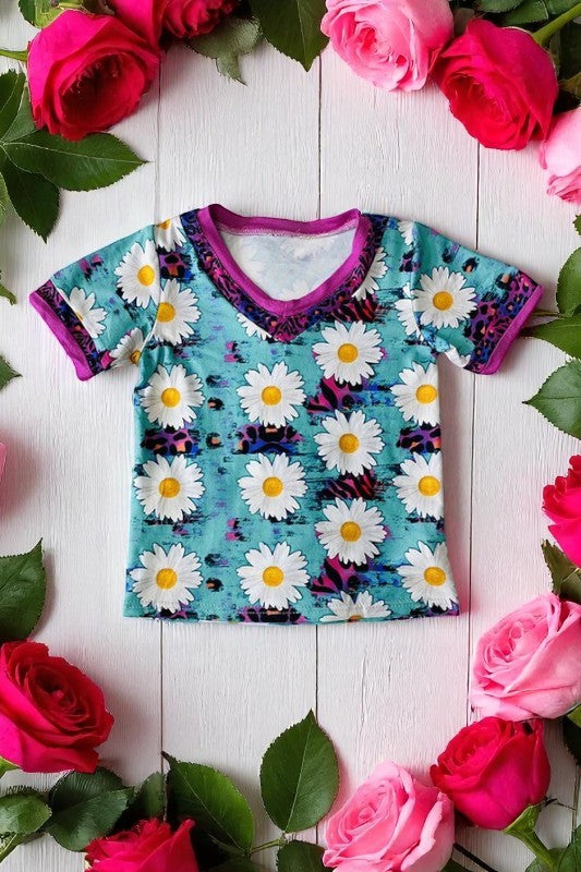 Shop Daisy & leopard printed girl t-shirt DLH0821-1
