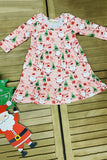 HoHoHo & Santa & Christmas tree print flare girls dress XCH0017-3H A9S5