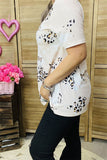 Western leopard & heart printed short sleeve women t-shirt XCH14648