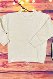 Kids Cream long sleeve knitted pullover sweater 230137M