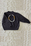 230139M Solid black raglan long sleeve knitted girls sweater