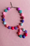 Multi color bubble girls necklace & bracelet sets 240304