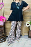 Western Aztec printed flare legs women's boutique pants GJQ15654 IS22