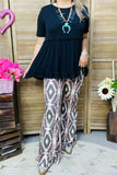 Western Aztec printed flare legs women's boutique pants GJQ15654 IS22
