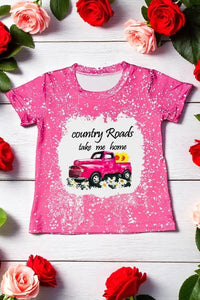 COUNTRY ROADS TAKE ME HOME Pink printed t-shirt DLH0923-06